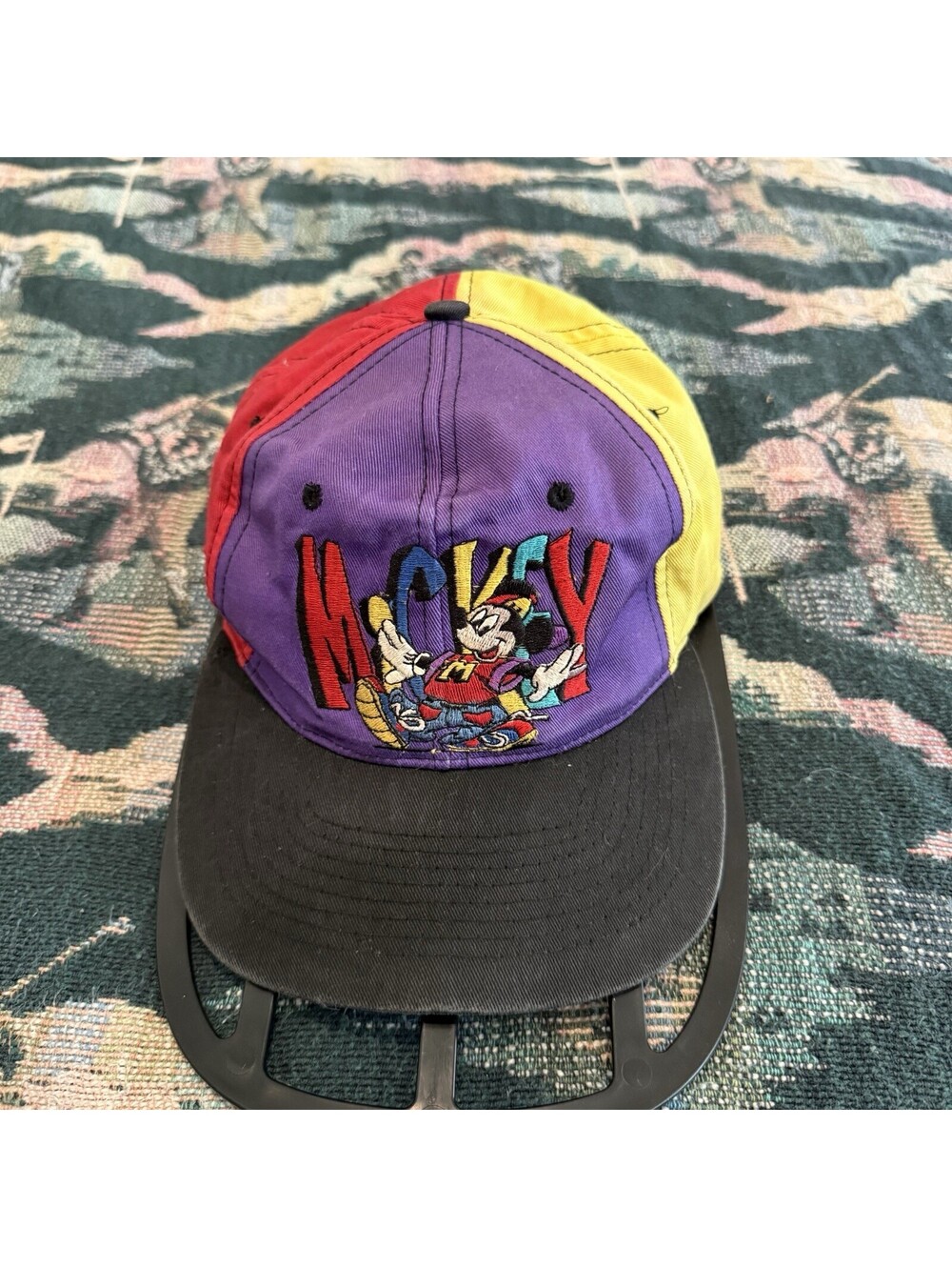 Vintage 90s Mickey Unlimited Color Block Hat Baseball Snapback Adjustable OSFM